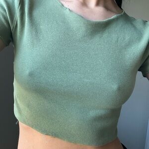 green zara crop top